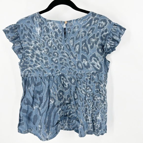 Bellambra Italy Linen Blouse Top Animal Print Leopard summer nautical beach - Picture 6 of 6